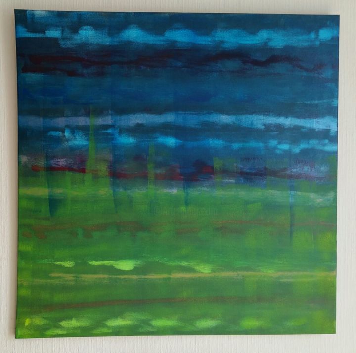 Painting titled "vert tige" by Chantal Blandenier, Original Artwork, Acrylic