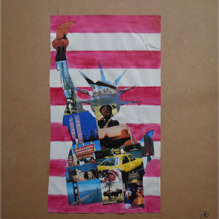 Collages getiteld "USA" door Chantal Bonnet, Origineel Kunstwerk, Collages