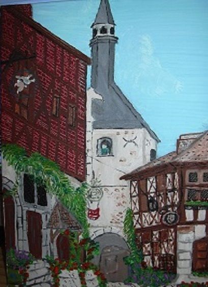 Peinture intitulée "Bourbon-Lancy Saône…" par Chantal Braboszcz, Œuvre d'art originale, Huile