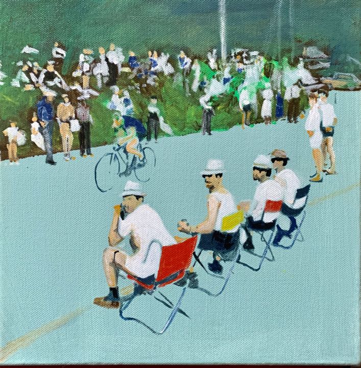 Painting titled "Tour de France" by Chantal De Man., Original Artwork, Acrylic