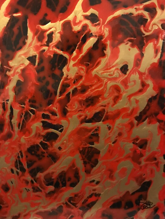 Painting titled "Rage" by Chantal Gosselin, Original Artwork, Acrylic Mounted on Wood Stretcher frame