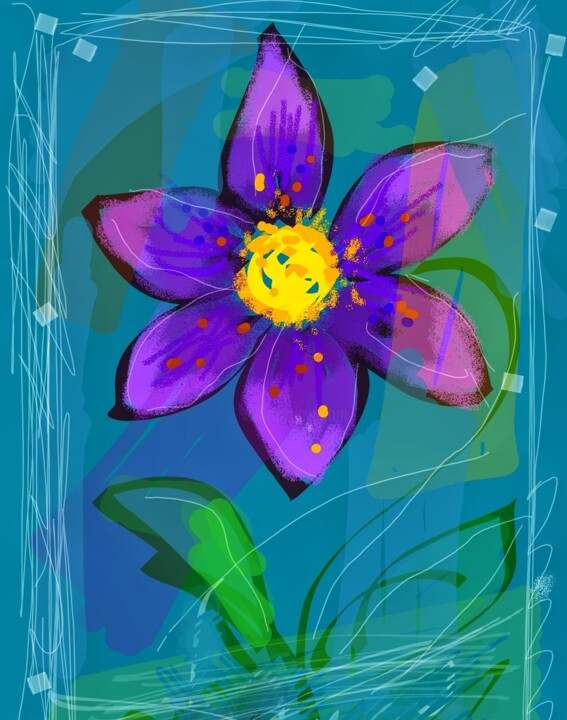 Digital Arts titled "Fleur mauve" by Chantal Laurin, Original Artwork, 2D Digital Work