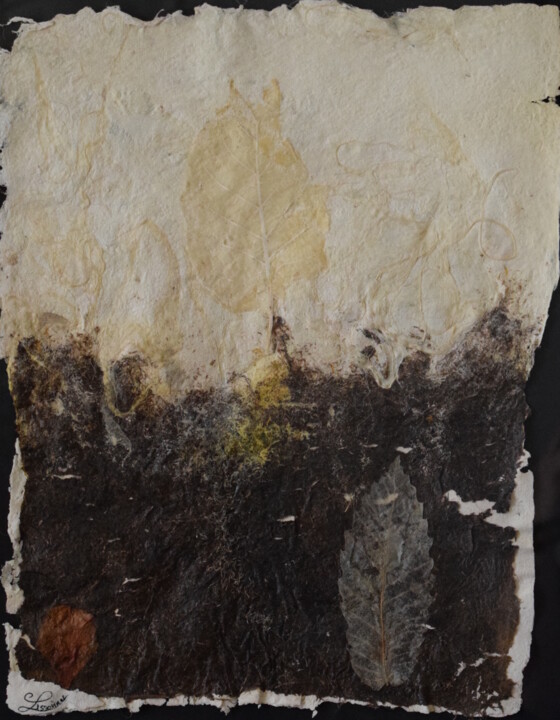 Collages titled "AUPRES DE MON ARBRE" by Chantal Lissonnet, Original Artwork, Collages