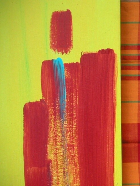 Картина под названием "Poivron - torchon" - Chantal Listoir, Подлинное произведение искусства, Масло