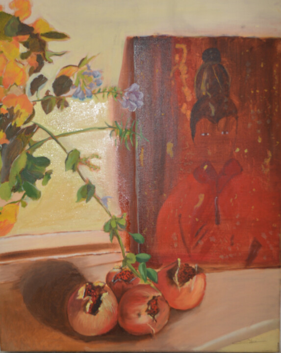 Painting titled "Grenades" by Chantal Macé, Original Artwork, Oil