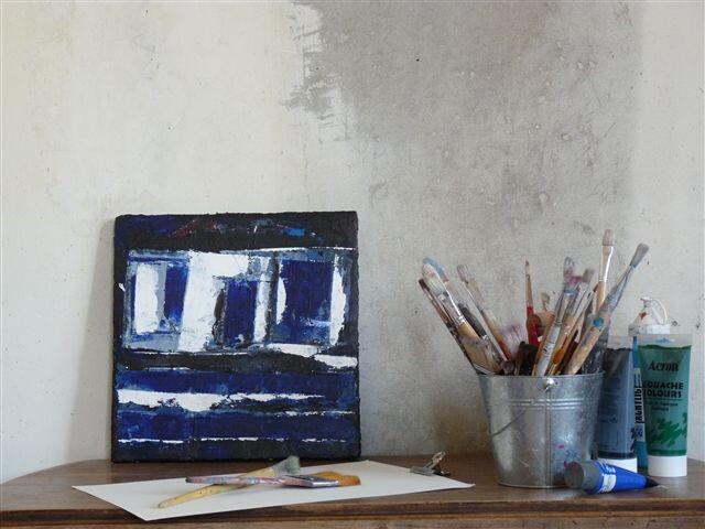 Painting titled "Bleu Nuit" by Chantal Malet, Original Artwork