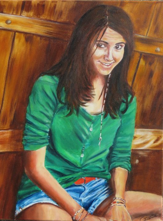 Painting titled "ANDREA" by Chantal Martin (chm), Original Artwork, Oil