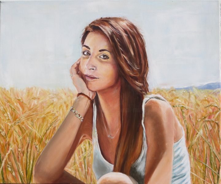 Painting titled "JOANNA" by Chantal Martin (chm), Original Artwork, Oil