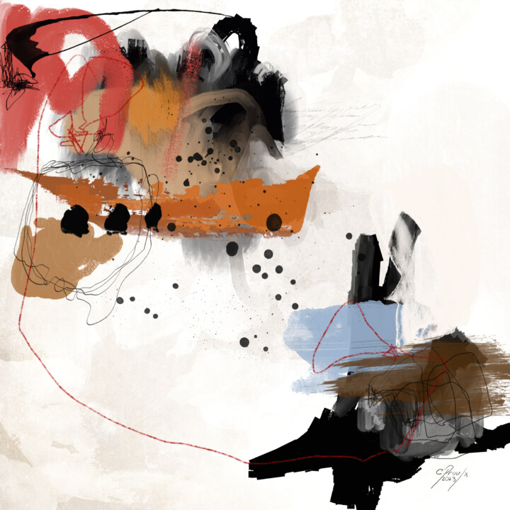 Digital Arts με τίτλο "Singulier vertige" από Chantal Proulx, Αυθεντικά έργα τέχνης, Ψηφιακή ζωγραφική