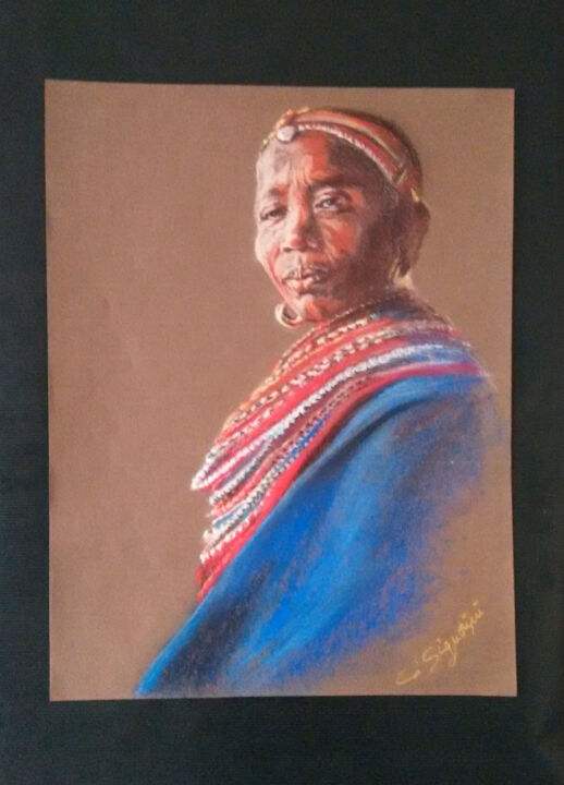 Dessin intitulée "africain-pastel-201…" par Chantal Signorini (C.Signorini), Œuvre d'art originale, Pastel