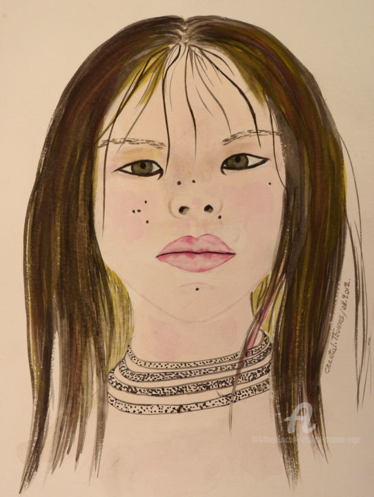 Pintura titulada "Asiatique" por Chantal Thomas Rogé, Obra de arte original, Acuarela