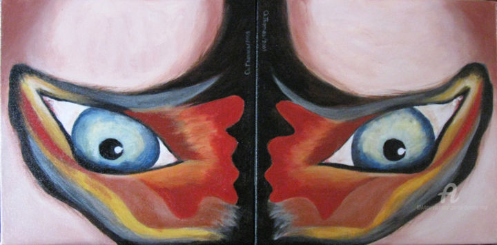 Painting titled "Eyes 180" by Chantal Thomas Rogé, Original Artwork, Oil