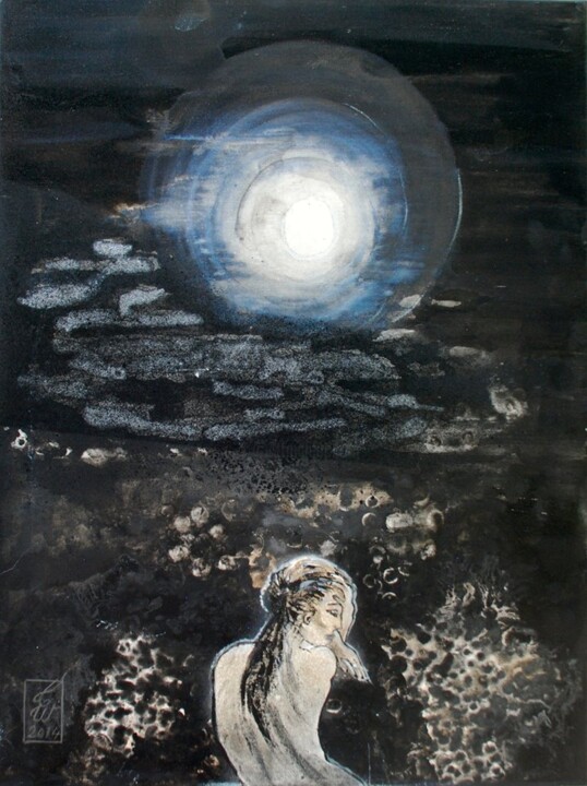 Malarstwo zatytułowany „Akari III” autorstwa Chantal Westby, Oryginalna praca, Akryl Zamontowany na Drewniana rama noszy