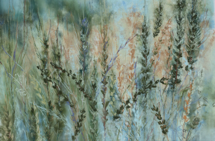 Pittura intitolato "Paysage 3" da Chantal Weyer, Opera d'arte originale, Pastello