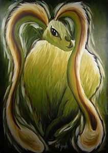 Peinture intitulée "Lapin vert" par Chantal Brunelle, Œuvre d'art originale, Huile