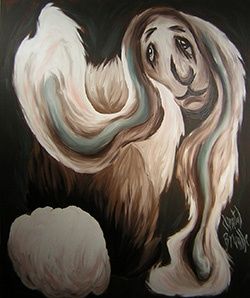 Peinture intitulée "Lapin oreille en l`…" par Chantal Brunelle, Œuvre d'art originale, Huile