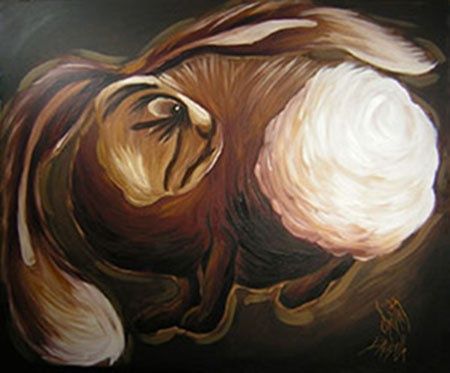 Peinture intitulée "Gros lapin" par Chantal Brunelle, Œuvre d'art originale, Huile