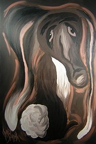 Peinture intitulée "Lapin visage brun" par Chantal Brunelle, Œuvre d'art originale, Huile