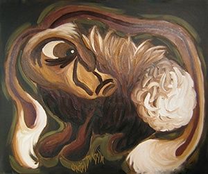 Peinture intitulée "Lapin menton proémi…" par Chantal Brunelle, Œuvre d'art originale, Huile