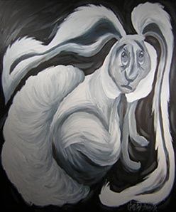 Peinture intitulée "Lapin gris" par Chantal Brunelle, Œuvre d'art originale, Huile
