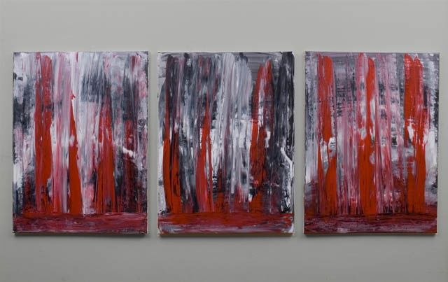 Peinture intitulée "Triptique  le rouge…" par Chantal Honoré, Œuvre d'art originale