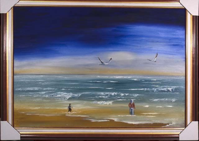 Peinture intitulée "La mer vue de Fécamp" par Chantal Honoré, Œuvre d'art originale