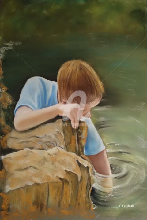 "Des ronds dans l'eau" başlıklı Tablo Chantal Le Mesle tarafından, Orijinal sanat, Pastel