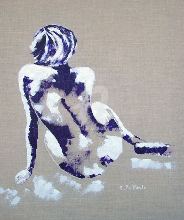 Malerei mit dem Titel "Le Nu" von Chantal Le Mesle, Original-Kunstwerk, Acryl