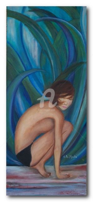 Painting titled "Cache-cache" by Chantal Le Mesle, Original Artwork, Acrylic