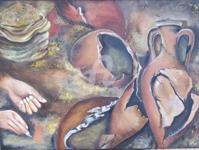 Peinture intitulée "EMPREINTES" par Chantal Le Mesle, Œuvre d'art originale, Huile