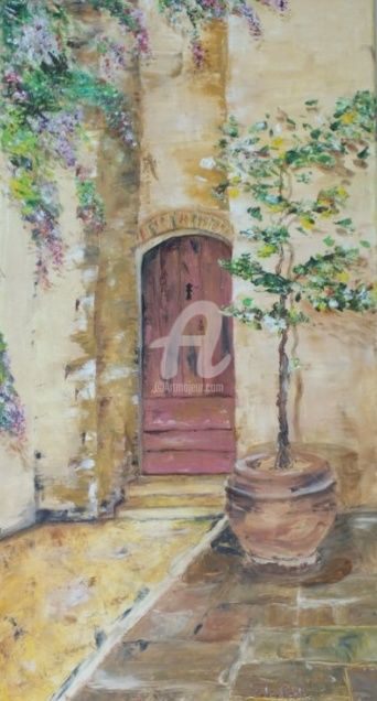 Painting titled "Facade" by Chantal Le Mesle, Original Artwork, Oil