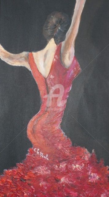 Painting titled "Danse" by Chantal Le Mesle, Original Artwork, Oil