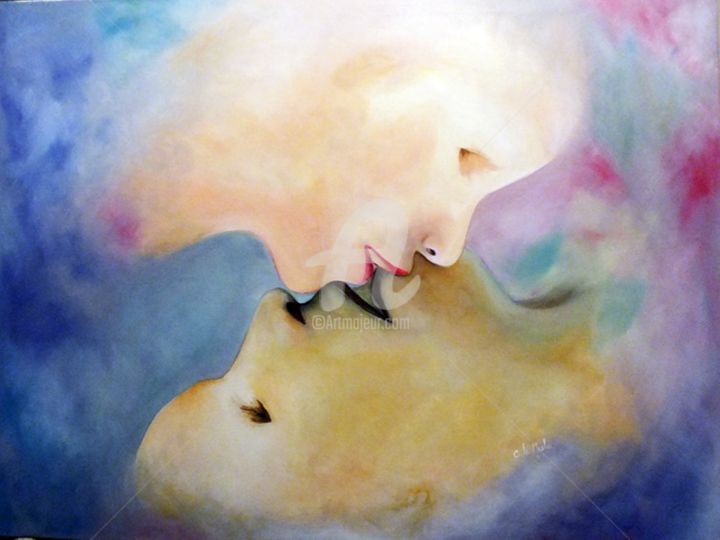 Painting titled "Nous" by Chantal Le Mesle, Original Artwork, Acrylic