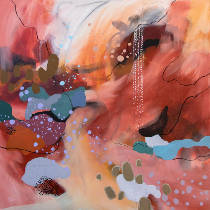 Картина под названием "Sedona - Grand pays…" - Chantal Proulx, Подлинное произведение искусства, Акрил Установлен на Деревян…