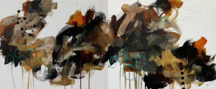 Painting titled "Les bernaches ne vo…" by Chantal Proulx, Original Art, Acrylic Mounted on Stretcher frame