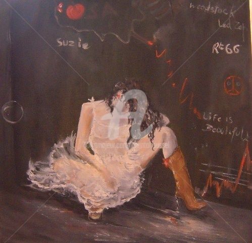 Malerei mit dem Titel "peace of heart" von Chantal Roussel Roggia, Original-Kunstwerk, Öl