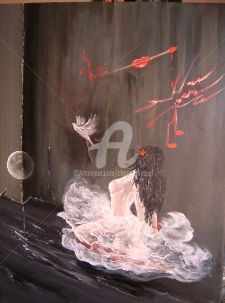 Peinture intitulée "Swan......." par Chantal Roussel Roggia, Œuvre d'art originale, Huile