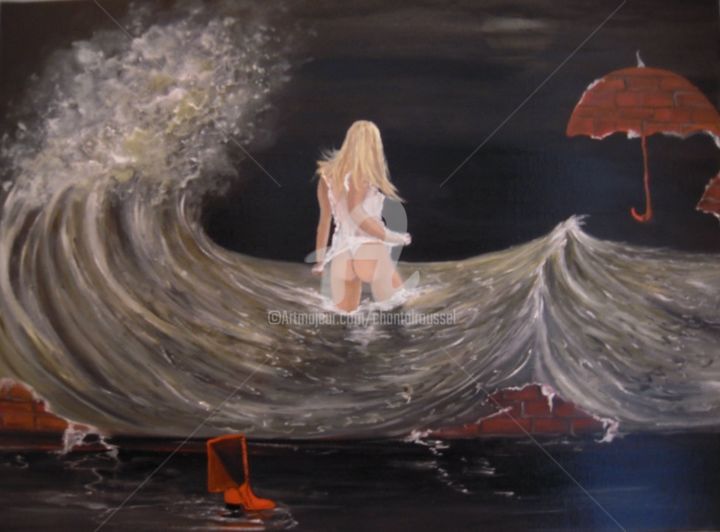 Peinture intitulée "" Téthys la mémoire…" par Chantal Roussel Roggia, Œuvre d'art originale, Huile