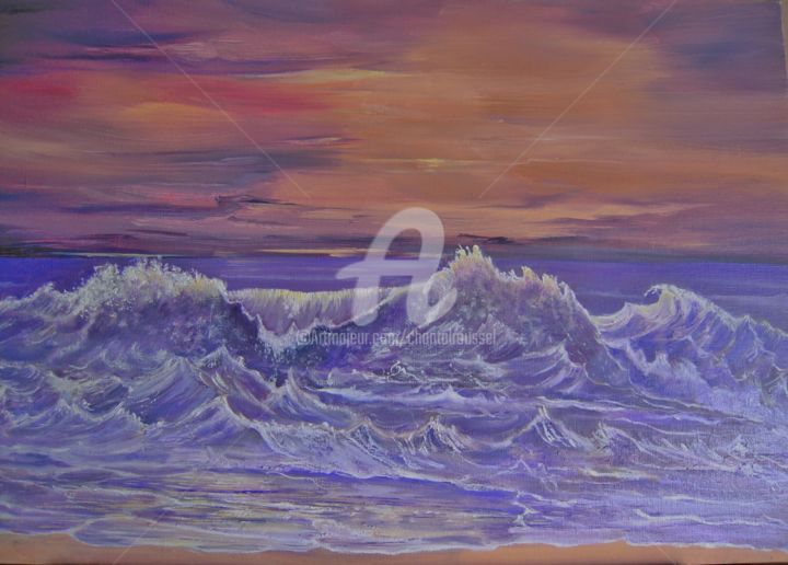 Pittura intitolato "" eau et feu "" da Chantal Roussel Roggia, Opera d'arte originale, Olio
