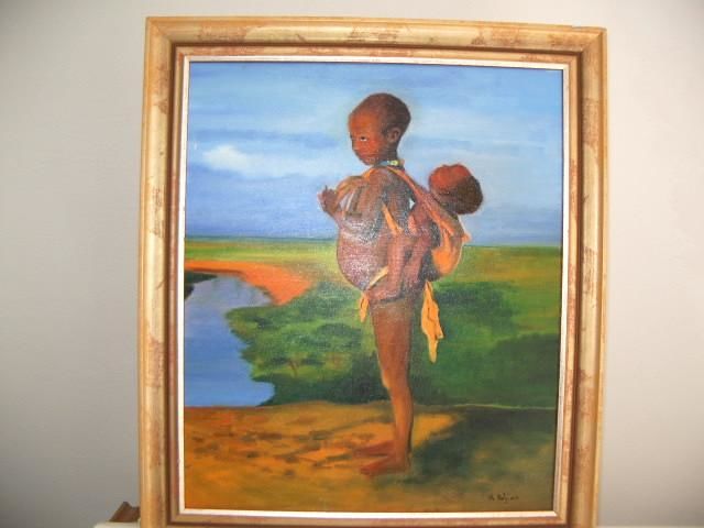 Pittura intitolato "Les enfants africai…" da Chantal Rubino, Opera d'arte originale,