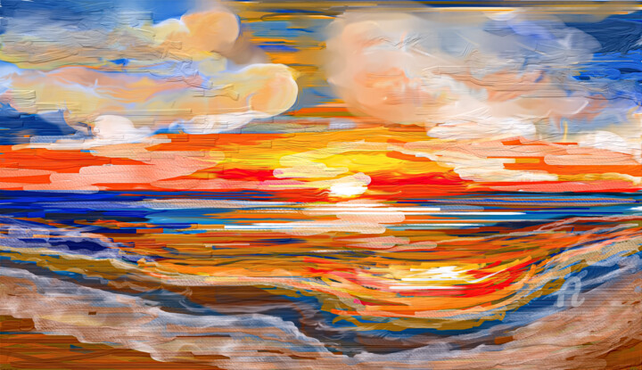 Digital Arts με τίτλο "colorful sea" από Chanuka Dushmantha, Αυθεντικά έργα τέχνης, Ψηφιακή ζωγραφική