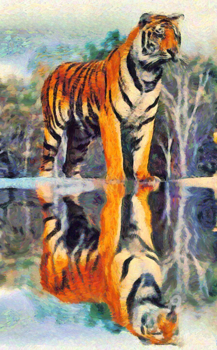 Arte digitale intitolato "Tiger" da Chanuka Dushmantha, Opera d'arte originale, Pittura digitale