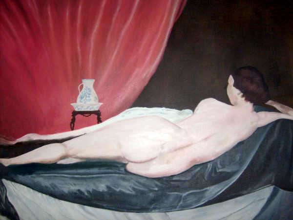 Painting titled "Femme nue" by Gilbert Chaouat, Original Artwork, Oil