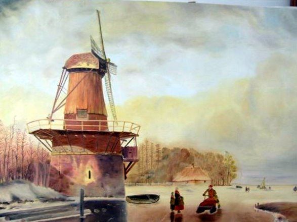 Painting titled "Le moulin" by Gilbert Chaouat, Original Artwork