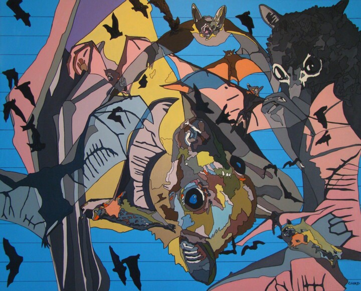 Peinture intitulée "bats-chauve-souris-…" par Chap, Œuvre d'art originale, Acrylique