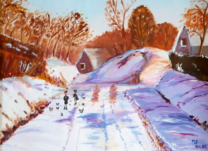Peinture intitulée "L automne" par Marjo, Œuvre d'art originale