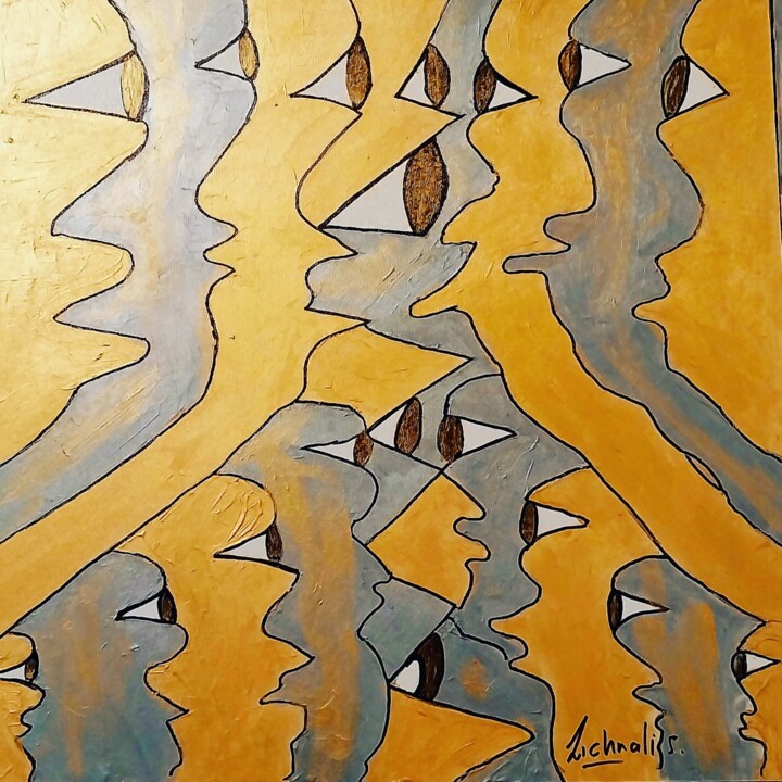 Painting titled "Thoughs" by Charalabos Zichnalis, Original Artwork, Acrylic