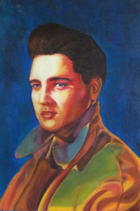 Painting titled "Elvis of the Bleedi…" by Jeannine Osborne, Original Artwork, Oil