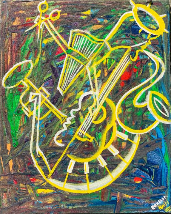 Painting titled "Un orchestre" by Charitable Rohdson, Original Artwork, Acrylic