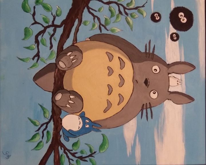 Peinture intitulée "Totoro et ses amis…" par Goth, Œuvre d'art originale, Acrylique